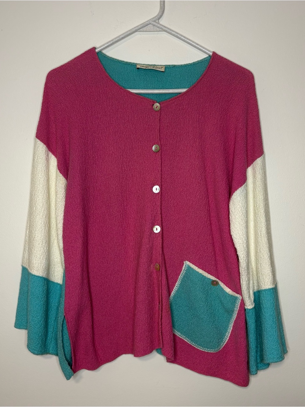 Margaret Winters Colorful Colorblock Artsy Blouse Cotton Button Up Women’s M